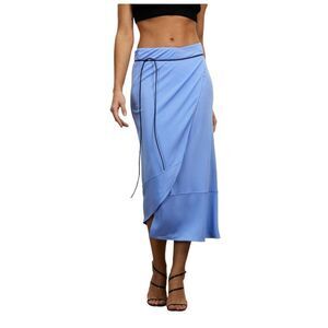 Helmut Lang Women's Asymmetric Wrap Midi Skirt Blue Size S
